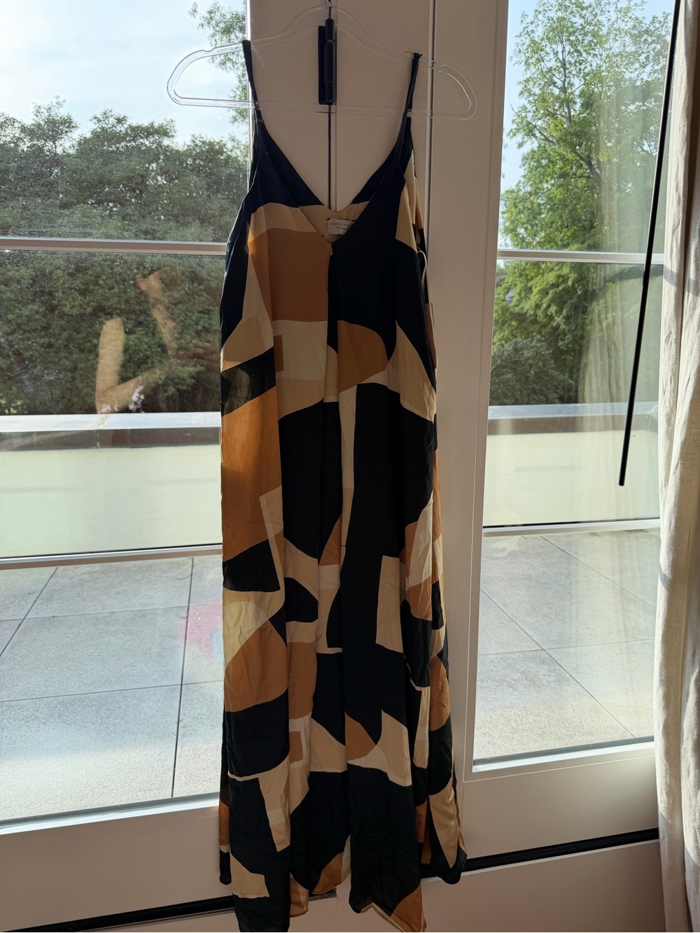 Dress Forum Black, Tan and Cream Abstract Maxi Slip Dress